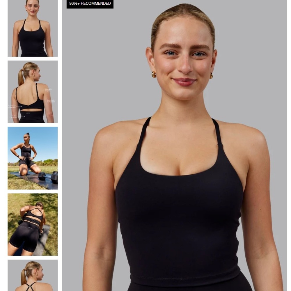 LSKD Twist Performance Tank with Shelf Bra Black Women XS Zephyr Fabric NWT NEW - Picture 7 of 16